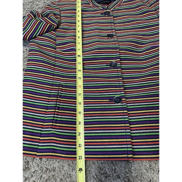 TALBOTS Two Piece Pencil Skirt Suit Set Rainbow Striped Career Office Formal 10 - Picture 12 of 15